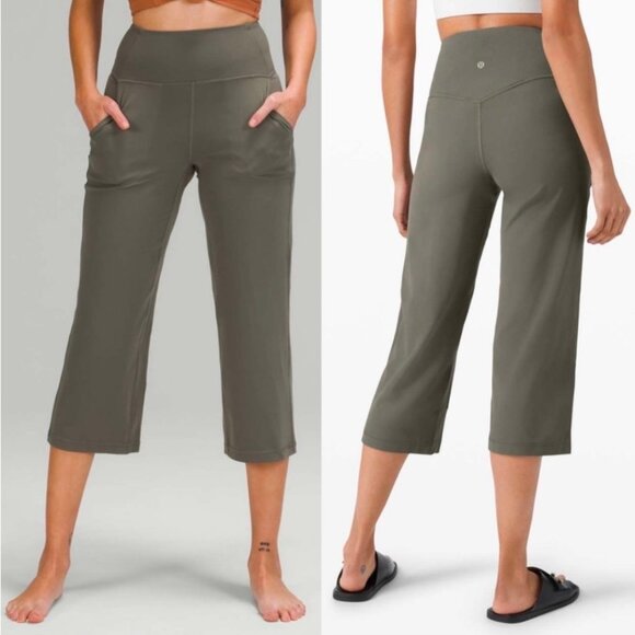 Lululemon Align High Rise Wide Leg Crop Yoga Pants Size 6 Sage Green - Picture 1 of 9